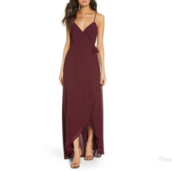 Show Me Your Mumu Mariah Wrap Dress Merlot - Picture 1 of 3